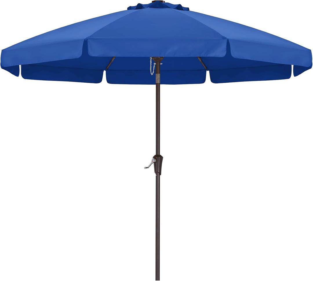 ABCCANOPY 9ft Scalloped Patio Umbrella, Outdoor Table Umbrella with Tilt and Crank, Fiberglass Ribs Deck Umbrella for Patio, Pool, Garden, Picnic (Blue)