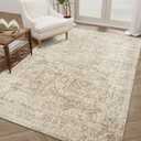 Madane Washable Area Rug 4x6, Low Pile Stain Resistant Vintage Area Rugs, Non Slip Accent Rug Floral Print Indoor Mat for Living Room Kitchen Bedroom, Beige/Brown