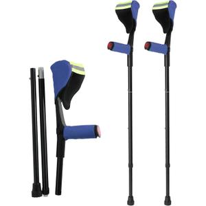 Forearm Crutches for Adults(1 Pair) Adjustable Adult Crutches with Cuffs, Elbow Cushion, Grip CushionBlueAluminum Lightweight Arm Crutches Forearm for AdultsFoldable Crutch for Walking