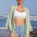 Spadehill Summer Women's Solid Color Beach Kimonos Dressy Lace Cover Up Light Weight Cardigan Light Green XL (Green, XL)