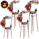 JOYIN 4 PCS Christmas Reindeer Tea Light Candle Holders - Thanksgiving Day Metal Iron Standing Christmas Decorations, Table Decorations Centerpieces for Party Dining