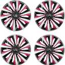 Silver with Pink Hubcap Wheel Cover Replacement Kit 16" Hub Caps Wheel Rim Cover Car Exterior Accessories Pack of 4, 16 Inches