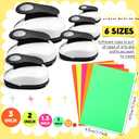 CHENGU 6 Pcs Circle Punch Set 3in/2in/1.5in/1in/0.6in/0.3in Scrapbook Hole Punchers Crafting with 10 Sticker Paper Round Cutter Scrapbook for Office Supplies DIY Albums Photos(Black)