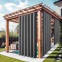 NICETOWN Gazebo Curtains for Patio Waterproof Extra Wide 2 Panels, Blackout Weatherproof Thermal Insulated Rustproof Top & Bottom Grommet Outdoor Windproof Drapes for Pergola, Grey, W84 x L84, Gray 