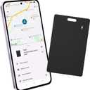 Android Wallet Smartcard Tracker, Bluetooth Locator Works with Google Find My, Slim Card Tracker for Luggage Passport, Wireless Rechargeable Item Finder for Home Outside Travel, 1 Pack, Black
