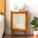 Bamboo Bedside Table, Side Table Cabinet,Storage Cabinet, Suitable for Living Room, Bedroom, Office, Easy to Assemble