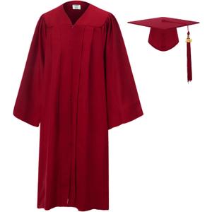 SAMDEEMI Unisex Adult Matte 2026 Graduation Gown and Cap Set with Tassel for High School and College Bachelor 12 Colors (Red)