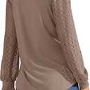 Long Sleeve Shirts for Women V Neck Lace Knit Tunic Tops Business Dressy Casual Work Blouses Loose Fit 2025 Fall (L)