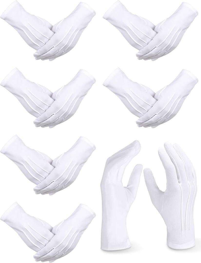 SATINIOR 6 Pairs White Gloves Uniform Parade Costume Gloves for Police Server Funeral Formal Tuxedo Guard