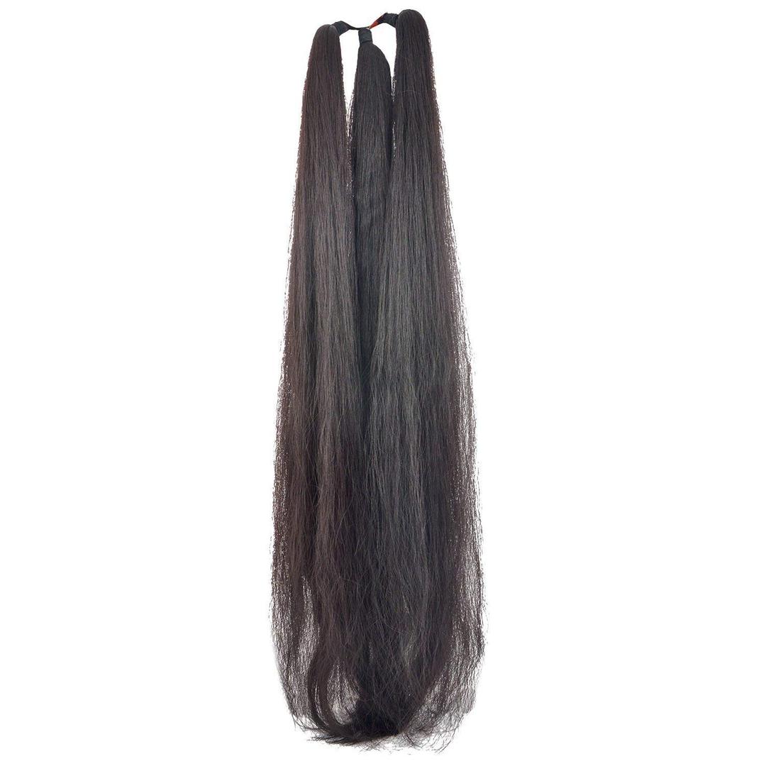 Fashion Natural Soft Synthetic Nylon Ponytail Extension Straight Wrap Around Thick False Hair Extension, Parandi Artificial Choti Hair For Jada Kuchulu Gantalu Set For Women (Black 26 Inches)