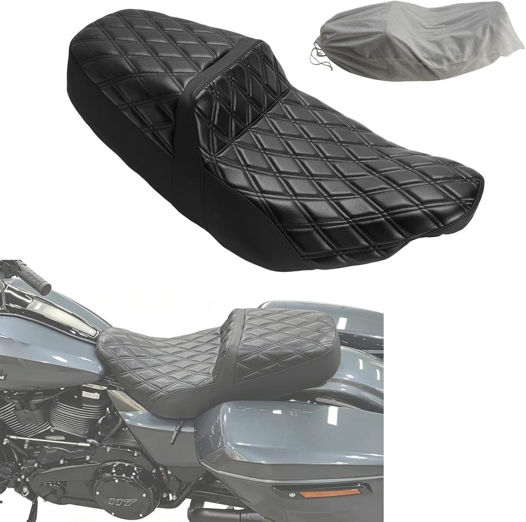 Two-Up Seat for Harley Touring 2023.5-2026Diamond,White Line,for CVO Street Glide/CVO Road Glide(2023-2026),for Street Glide/Road Glide(2024-2026)