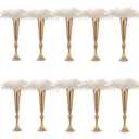 Gold Vases for Centerpieces Table Wedding Vase - 10 Pcs 21.9" Tall Versatile Metal Trumpet Vase Tabletop Flower Stand for Party Dinner Anniversary Ceremony Centerpiece Event (Gold, 10 Pcs)