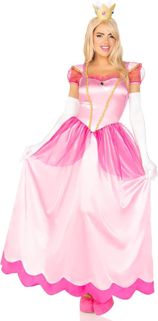 Leg Avenue Women's 2 Pc Classic Pink Princess Costume with Satin Gown, Crown Headband (Large)