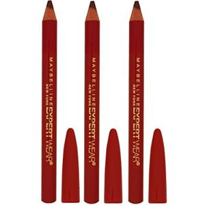Maybelline New York Makeup Expert Wear Twin Eyebrow Pencils and Eyeliner Pencils, Medium Brown Shade, 0.06 Ounce, (Pack of 3)