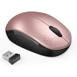 Seenda Wireless Mouse, 2.4G Noiseless Mouse with USB Receiver Portable Computer Mice for PC, Tablet, Laptop, Notebook - Rose Gold&Black