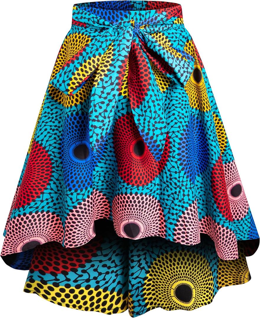 SHENBOLEN Women African Traditional Costume Flower Print Casual Dashiki Skirt (XX-Large)