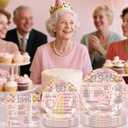 80th Birthday Party Decorations - 96 Pcs Pink Rose Gold Happy 80 Years Old 1946 Paper Party Plates and Napkins Tableware Set Disposable Vintage Cheers Supplies Decor for Women Serves 24 Guests