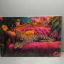 Cheetah Lying On Pink Sofa Canvas Wall Art Eclectic Leopard Wall Decor Pictures Maximalist Animal Portrait Poster Prints for Living Room Home Bedroom Home Decoration 24x36in Ready to Hang