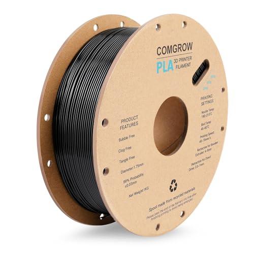 Comgrow PLA 3D Printer Filament, 3D Printer PLA Filament 1.75mm, Dimensional Accuracy +/ - 0.02 mm, 1KG Spool PLA Black