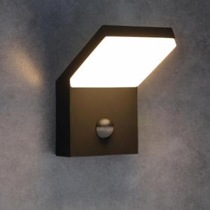 Lustrlach Motion Sensor Porch Light Outdoor Wall Sconce Black for House LED Modern Exterior Light Fixture Waterproof Aluminum Lamp 1800lm for Garage Garden Patio
