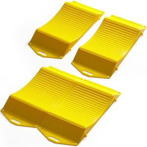 Yellow Heavy-Duty Tire Saver Ramps - Set of 4 Anti-Slip Vehicle Storage Ramps for RV, Camper, Trailer - Powerful Load Bearing Capacity Safe and Durable