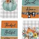 Artoid Mode Green Pumpkin Vase Bowknot Flowers Fall Kitchen Towels Dish Towels, 18x26 Inch Seasonal Decoration Hand Towels Set of 4 (Blue)