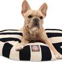 Black Vertical Stripe Small Round Indoor Outdoor Pet Dog Bed With Removable Washable Cover By Majestic Pet Products