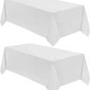 VidaFete Tablecloth 90 * 156inch 2pack Rectangle Table Cloth Polyester, Stain Wrinkle Resistant Dining Table Cover for Kitchen Dinning Party Wedding Rectangular Tabletop Buffet Decoration(White)