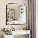 Bathroom Mirror, 30x30 inch Black Square Wall Mounted Mirror with Thin Frame, Bathroom Vanity Mirrors for Over Sink, Entryway, Living Room, Bedroom