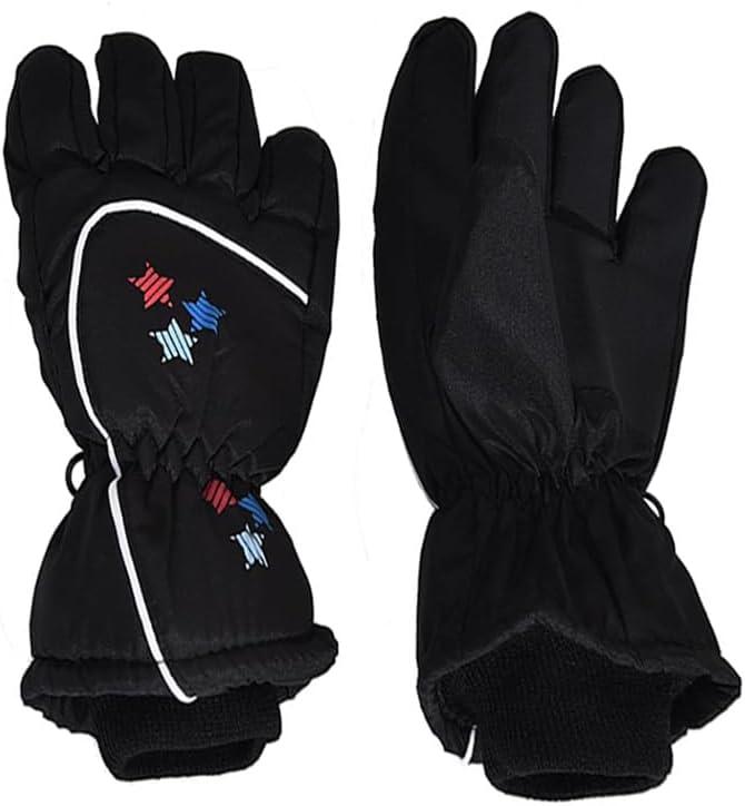FGSS Winter Ski-Gloves for Kids - Warm Water-Repellent Snow Gloves Cold Weather Snowboard Mittens (Black)