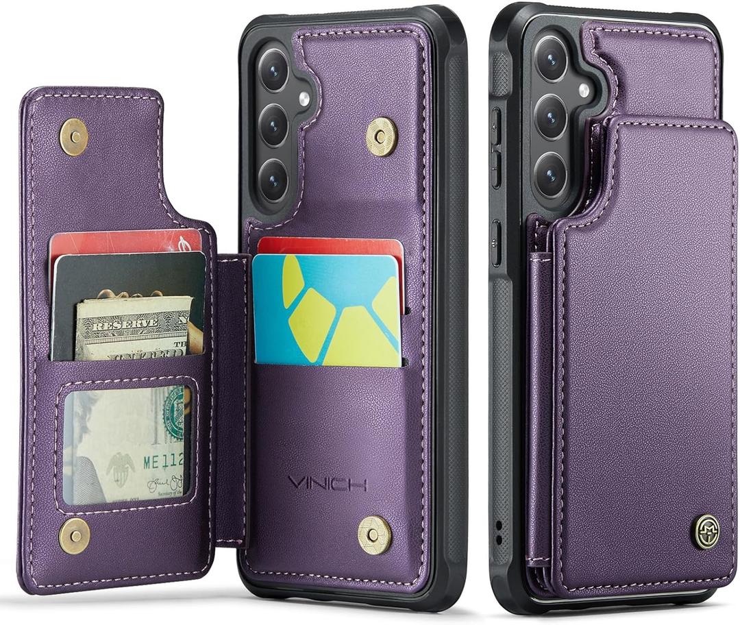Vinich for Samsung Galaxy S26 Plus Wallet Case with Card Holder, RFID Blocking Credit Slots Kickstand Shockproof Phone Cover for Women Men, Purple