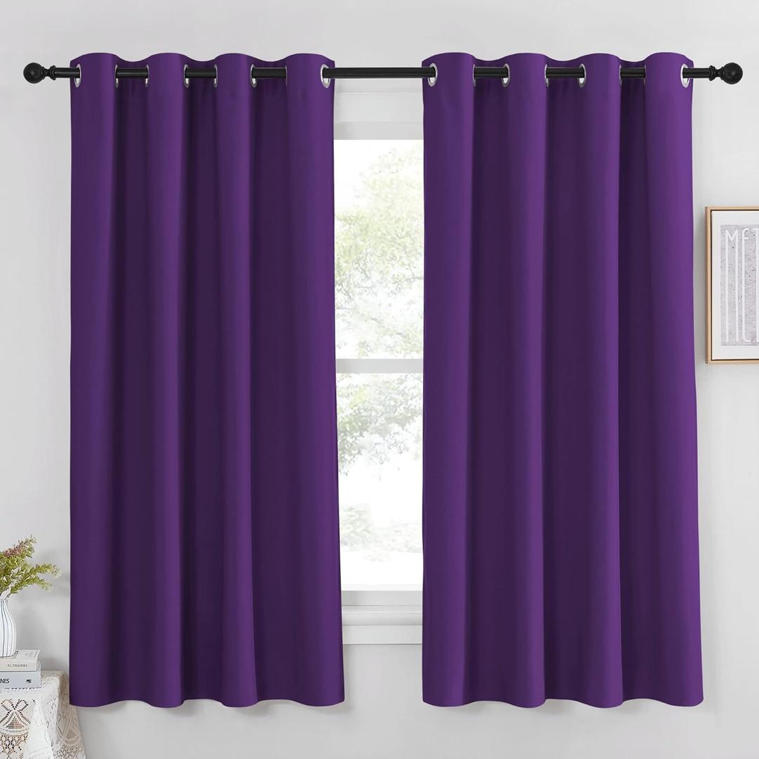 NICETOWN Blackout Blind Curtains for Windows - (Royal Purple Color) Home Fashion Thermal Insulated Room Darkening Drapery for Bedroom, 52W x 63L, Sold Individually
