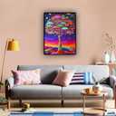 TUTUMAY21 Christmas Gift Colorful Tree on Night Sky with Stars Diamond Painting Kits, Tree of Life Full Round Diamond Art Kits, Home Wall Decor for New Year Valentine's Day 12x16 inch