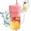 New Bottle Blender Portable Juicer Extractor Electric Mini Juicer Fruit Shake Blender Crushed Ice Lemon Juicer (Pink)