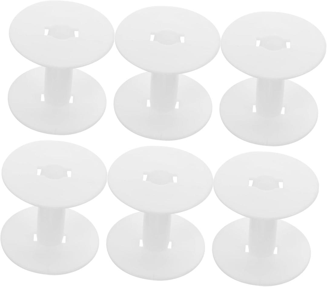 ULDIGI Sewing Machine Bobbins 6pcs Thread Bobbins Replacement Thread Set Compact Spools Professional Sewing Accessories (White)