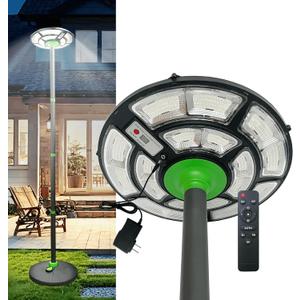 Solar Lamp Post, 692 LED Outdoor Solar Lamp Post Lights with Aluminum Pole, Remote, Motion Sensor, Waterproof Dusk to Dawn Yard Garden Patio Fixture with Plug-in DC Port