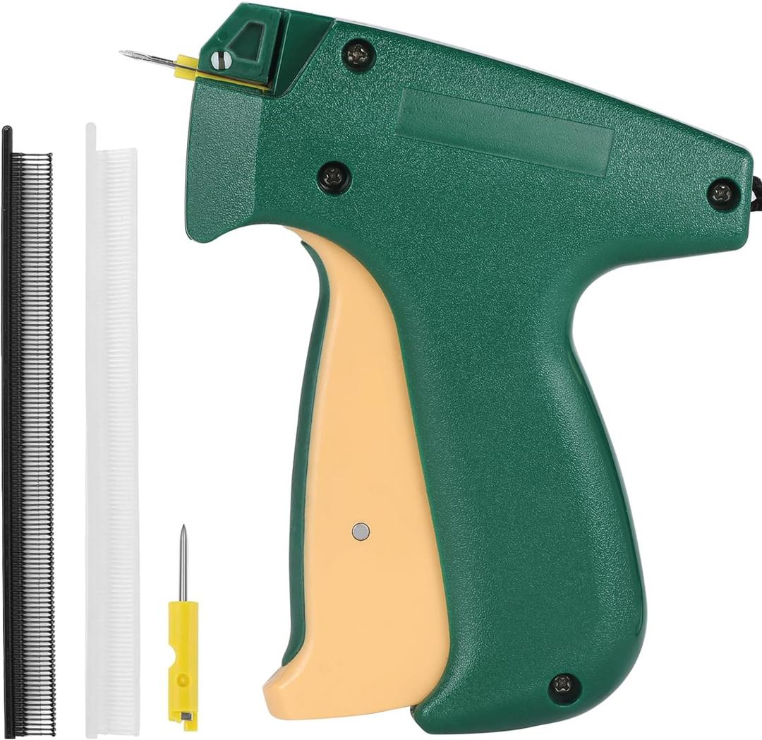 Fine Stitch, Mini Stitch Gun for Clothes,Stitch Quick Clothing Fixer Sewing Quilting Hemming Quick Stitch Tagginn Gun Kits with 2 Needles, 2000 Black & 2000 White 4.4mm Fastener (Greenyellow)
