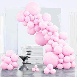 PartyWoo Light Pink Balloons 85 pcs Different Sizes of 18 12 10 5 Inch Pastel Baby Pale Pink Balloon Arch Kit Garland for Baby Shower Valentine's Day Princess Birthday Party Decorations Pink-Q05, Rose-Q05