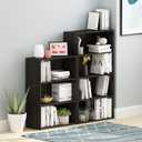 Furinno PASIR Book Shelf, 4-Tier Bookshelf, Bookcase with Open Shelf, 9.4 x 23.6 x 41.7, for Living Room, Bedroom, Home Office, Espresso