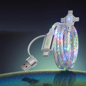 AYI 6in1 Multi Ports Charger 6 Combinations USB A/Type C to USBC Micro PD Fast Charging Cord Lighted Up Current Flowing Compatible with Almost of Electrical Devices-6IN1 Cross Star Dazzling Colorful, 6IN1 Cross Star Dazzling Colorful