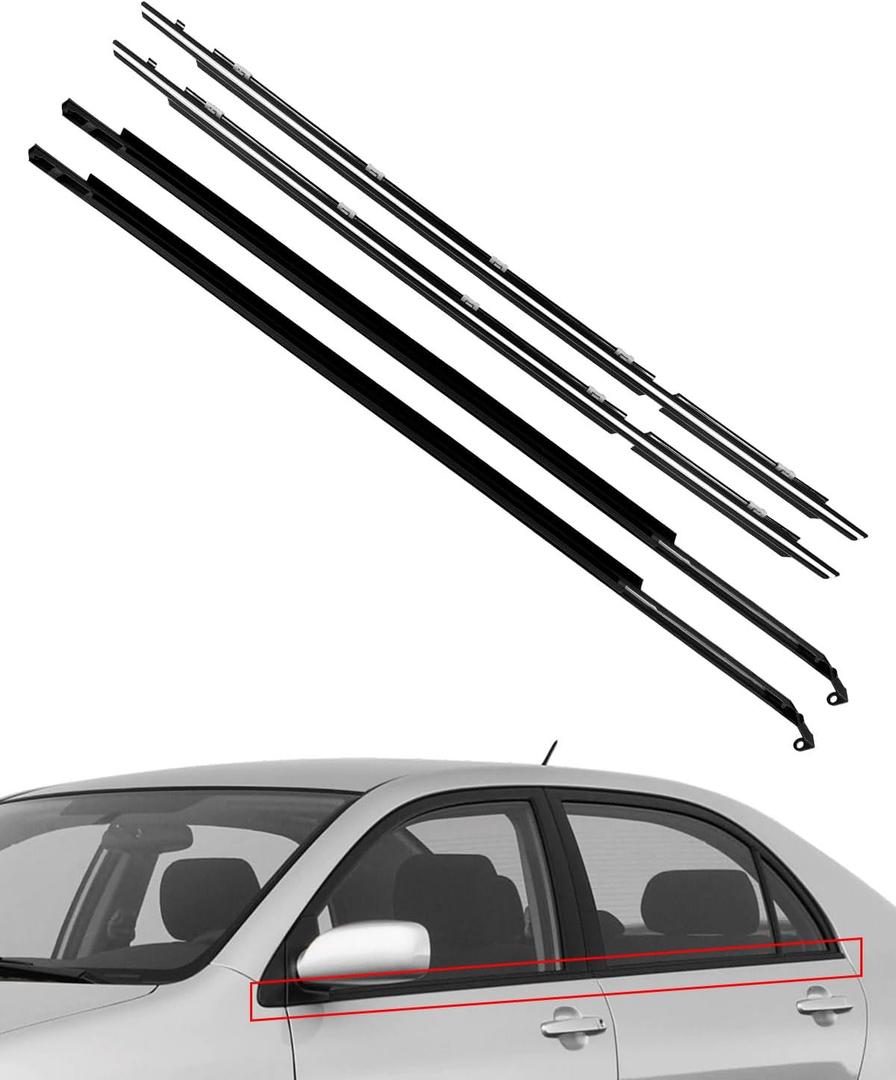 4 Pcs Weatherstrip Window Molding Trim Seal Belt Fit for Toyota Corolla 1995-2002 Replace 75710-02050 75720-02050 75730-02040 75740-02040, Car Outer Door Window Moulding Trim