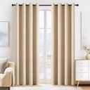 Beige Blackout Curtains 80 inch Long 2 Panels Set, Thermal Insulated Solid Grommet Closet Curtains for Bedroom Closet Door, Temporary Doorway Cover Room Divider Drapes, W 55" x L 80"