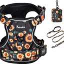 Petmolico No Pull Dog Harness Set with Leash Attachment Easy Control Handle Reflective Harness Vest Small Breed, Puppy Vest and Leash Set with Poop Bag Holder, Medium - Sunflower