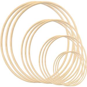 Gukasxi 12pcs 4Sizes (6/8/10/12 inch) Wooden Bamboo Floral Hoop Wreath Macrame Craft Dream Catcher Hoops Rings for DIY Weddding Wreath Decor, Macrame Dreamcatcher, Wall Hanging Crafts