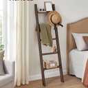 Blanket Ladder Decorative Farmhouse for The Living Room, 5-Tier Ladder Shelf, Ladder Rack for Storage and Decor, Brown