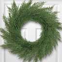 Cypress Christmas Cedar Wreath for Front Door Christmas - 20 Inch Wreaths Real Touch Holiday Outdoor Wreath for Decorating Artificial Plain Winter Pine Modern Farmhous Wreaths for Indoor