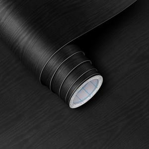 Vinjiasin Peel and Stick Wallpaper Black Wallpaper Black Wood Contact Paper Self Adhesive Removable Wood Wall Paper Waterproof Vinyl for Countertop Cabinet Desk Furniture Decorative 23.2" x 118"