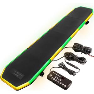 ASPL 282 LED Low Profile Emergency Strobe Light Bar 47" Roof Top Warning Hazard Flashing Security Traffic Advisor/Controller / 27 Patterns Lights for Tow Truck Construction Vehicle (Amber/Green)