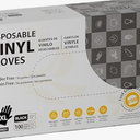 SWIFTLITE Black Vinyl Gloves, Food Grade Gloves Disposable Latex Free & Powder Free, Guantes for Cleaning Cooking Food Prep (100, Small)