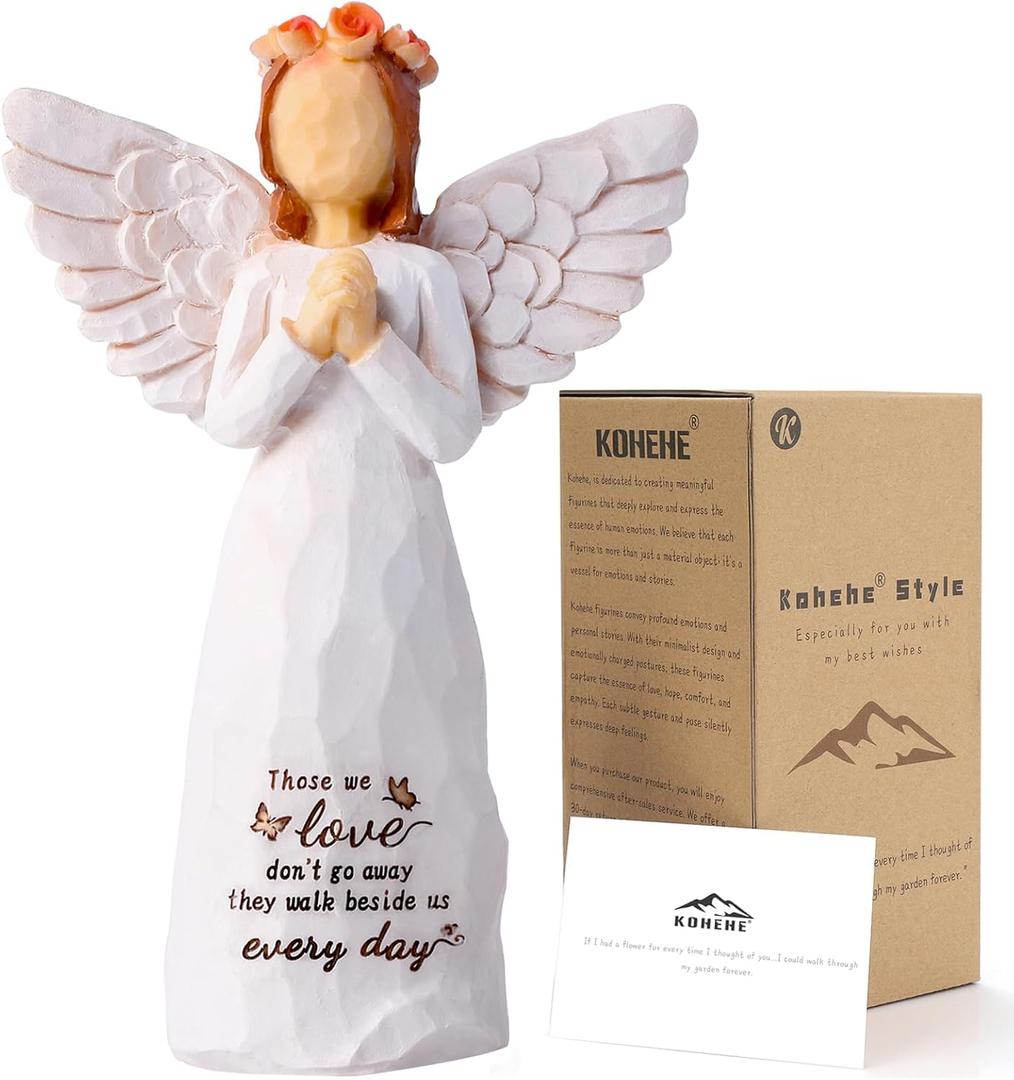 Kohehe Sympathy Gifts for Loss of Loved One, 5.12" Angel Sympathy Gift,Memorial Gift for Loss of Dad Mom Grandmother, Angel Figurine for Bereavement Remembrance Gifts (Sympathy-Figurine)